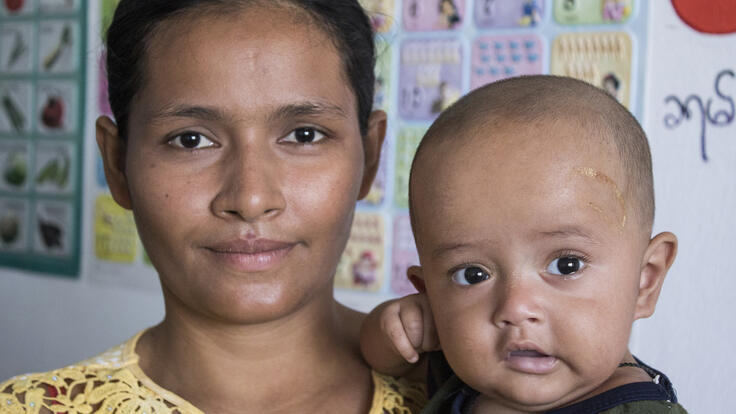 Mother with her nine-month-year old son