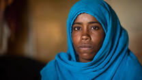 A woman from the Beja tribe woman in Port Sudan, the capital of the Red Sea State in eastern Sudan, poses for a portrait. 