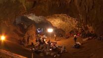 Rescue equipment in the entrance of Tham Luang cave in northern Thailand