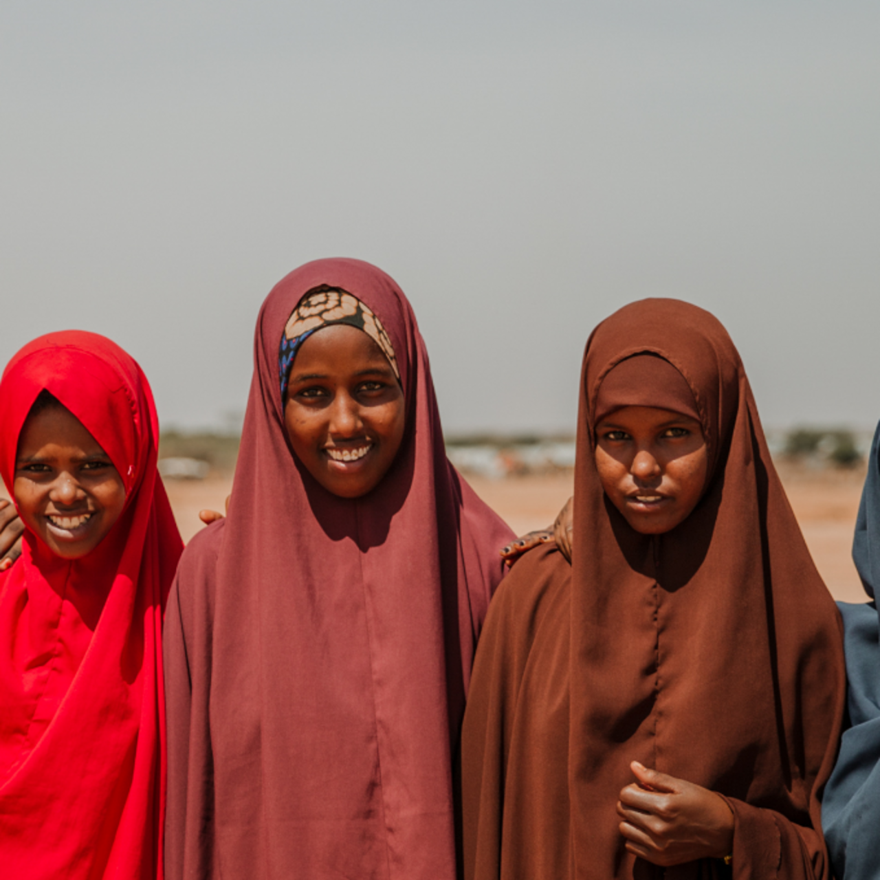 Somali refugees in Helowyn refugee camp, Ethiopia. They attend the IRC Girl Shine program, where they develop skills and learn about feminine hygiene and girls’ and women’s rights.